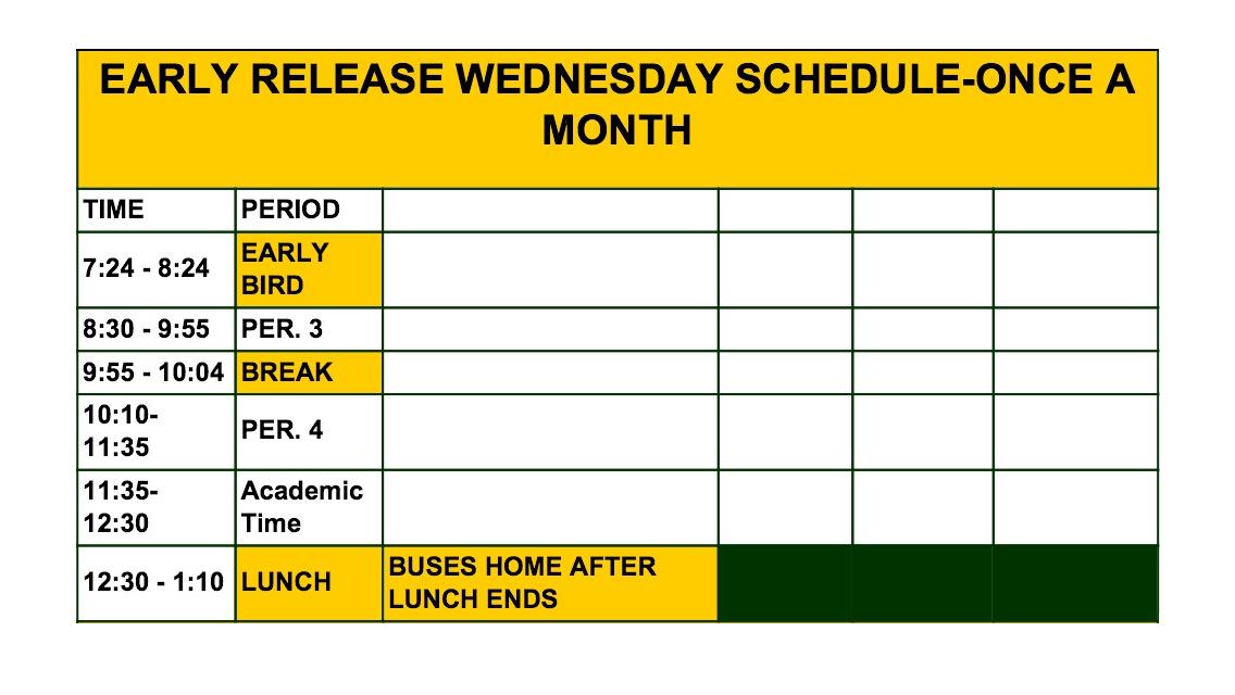 New Changes Made to Early Release Schedule wlhsNOW