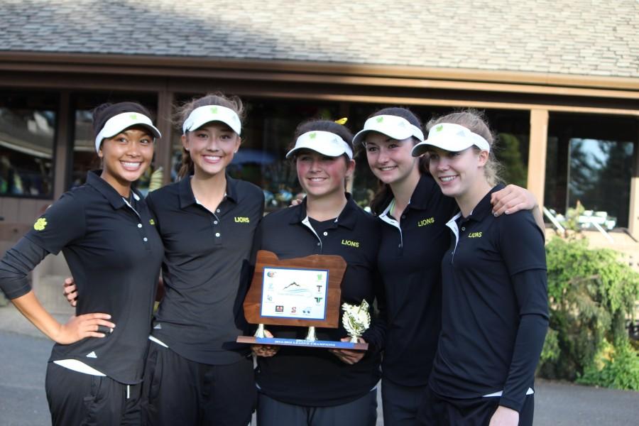 Tya Seth, freshman, Summer Marshall, sophomore, Maggie Peters, junior, Amanda Elich, junior and Chloe Barnes, junior, win the Three Rivers League Title.  They will next compete at State May 18-19. 
