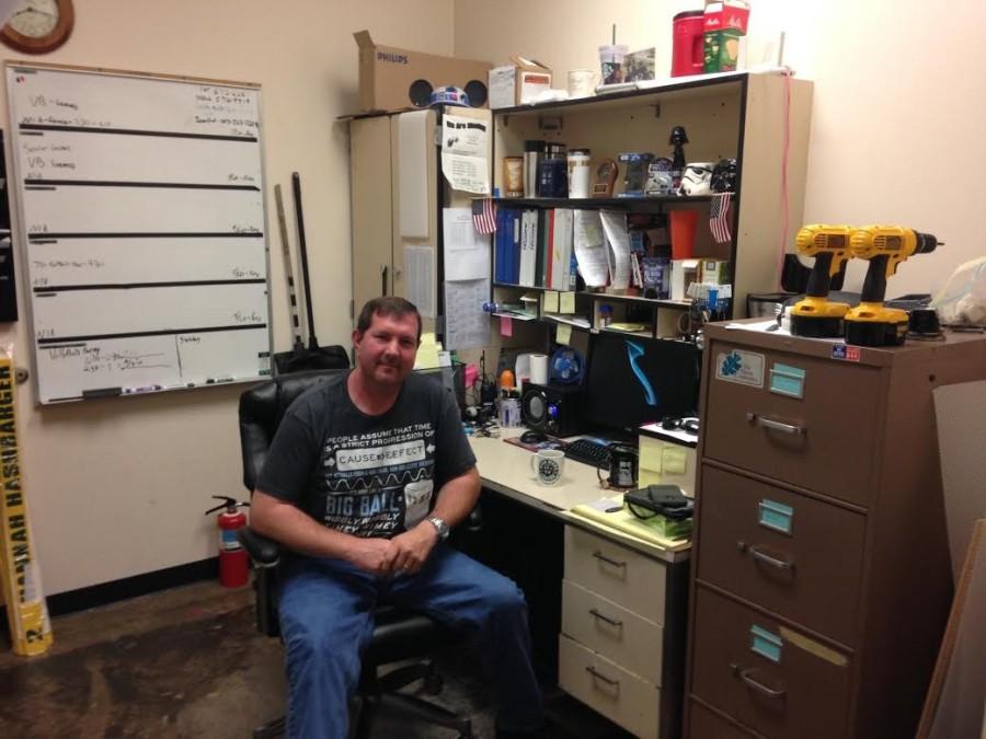 Rich Craghead has been working for the school full-time for ten years as of this fall. His current headquarters is the Custodial Office, home to tools, supplies and equipment.