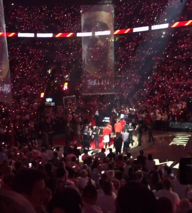 During+game+four+of+the+series+against+the+Golden+State+Warriors%2C+Portland+Trail+Blazers%E2%80%99+guard+Damian+Lillard+is+introduced+before+the+game.+Last+night%2C+the+Blazers%E2%80%99+lost+to+the+Warriors+by+a+score+of+132-125.+They+will+play+game+five+of+the+playoff+series+on+Wednesday%2C+May+11th.