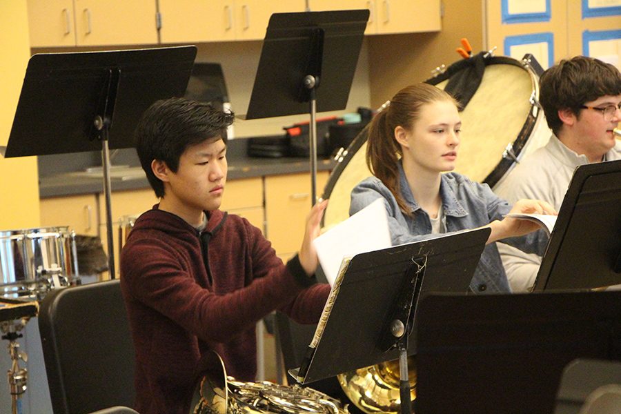 Symphonic+band+performs+at+Tualatin+High+School+for+their+league+competition.+At+the+competition%2C+all+of+the+schools+gathered+to+perform+a+tribute+for+a+Newberg+band+student.+