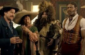 The newest bad installment to Adam Sandler’s line of poorly received films, “The Ridiculous 6” (2016) features racist, offensive and an all around poorly thought out story. The brothers from left to right: Lil Pete (Taylor Lautner), Danny (Luke Wilson), Ramon (Rob Schneider), Herm (Jorge Garcia) and Chico (Terry Crews). 