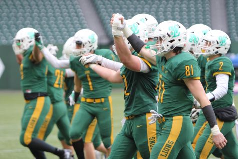 After running one last play as a team, all of the Lions’ offensive starters walked off the field together for the last time. West Linn’s offensive unit put up historic numbers all season en route to the Lions’ first state championship in school history.