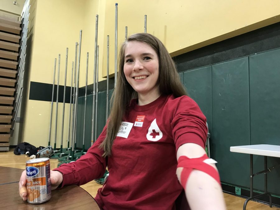 Lilly Burnett, vice president and senior of the Red Cross club, has donated for three years. 
I just like helping people, Burnett said. 