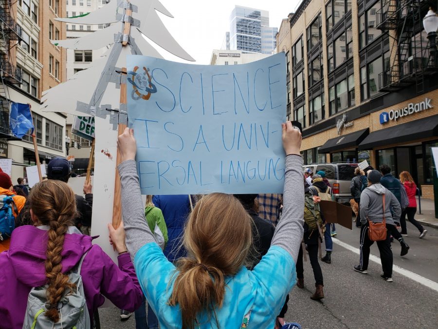 In one of the many ways she advocates for conservation, Athena Abrahamsen, sophomore, participated in the March for Science last April. Photo curtesy of Athena Abrahamsen 