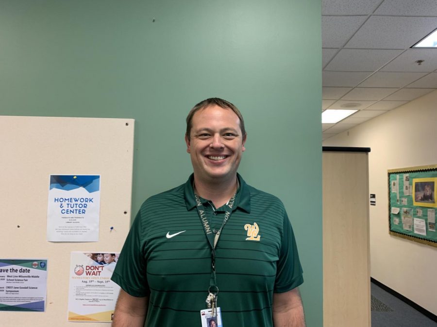 Trevor Menne in his office at the beginning of the 2019-2020 school year.