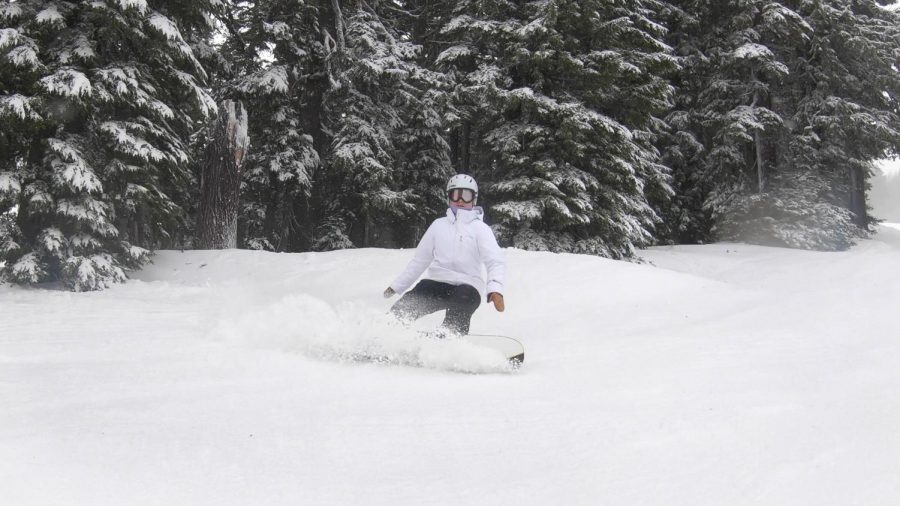During a practice at Mt. Hood Meadows, Ashley Chon tests out her skills on the slops.