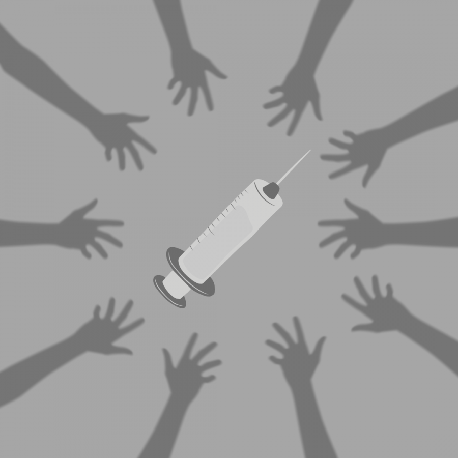 With the way vaccines were distributed, it feels like everyone is reaching out to get one. Image created by Logan Winder