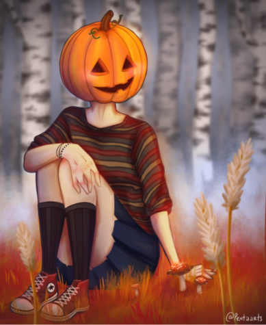 Pumpkin head-original digital artwork by Jess Boyle 