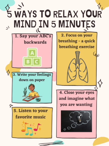 The top five easiest ways to calm yourself when you are feeling stressed in school. 
