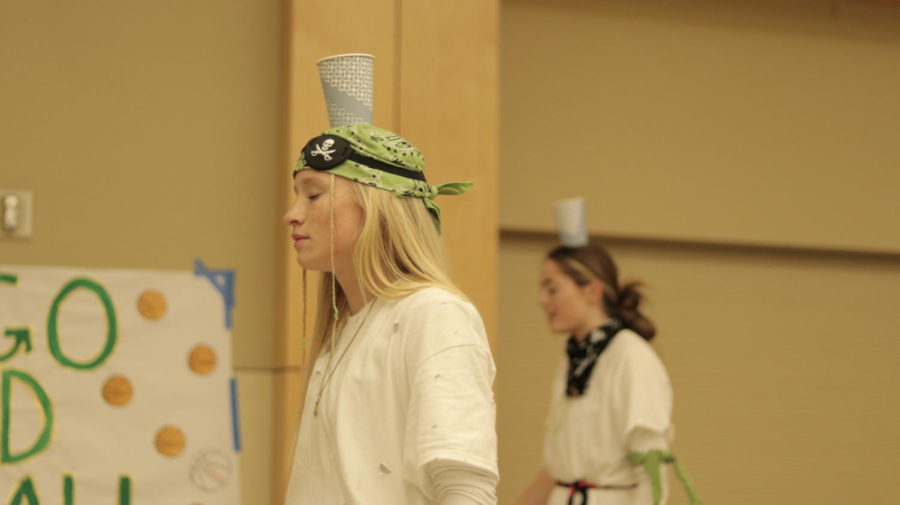 During leg five, themed after “Pirates of the Caribbean,” competitors were challenged to cross a balance beam while balancing a cup of water on their heads. Kaia Kadel and Ella McKay, overall first place team, completed this challenge on their first attempt.