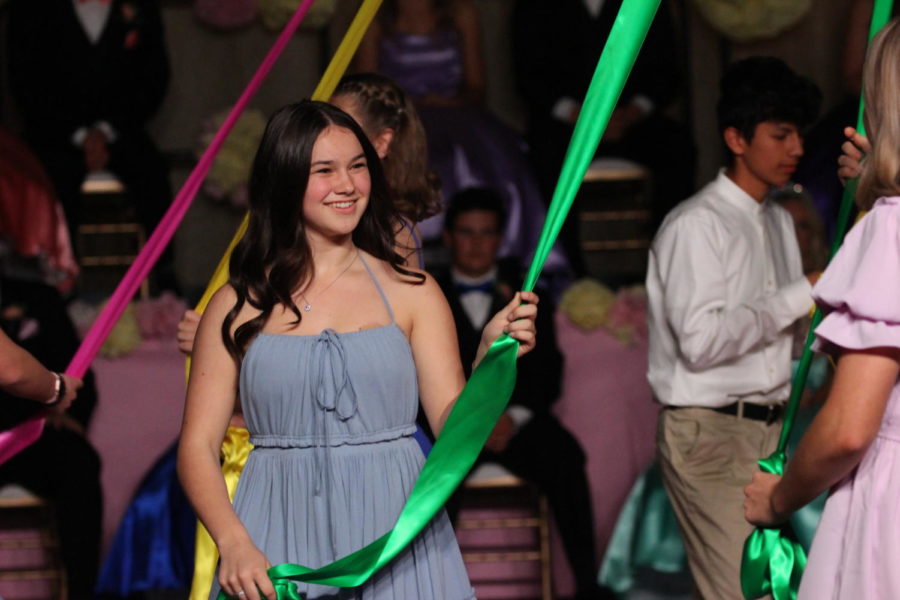 One of the highlights of the May Day celebration is the maypole tradition that all freshman students are able to participate in. 