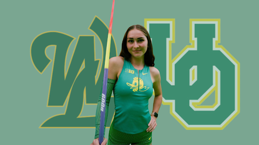 After throwing javelin for West Linn High School for four years, Hayden Williams-Downing, senior, prepares for her transition from a lion to a duck at the University of Oregon. 