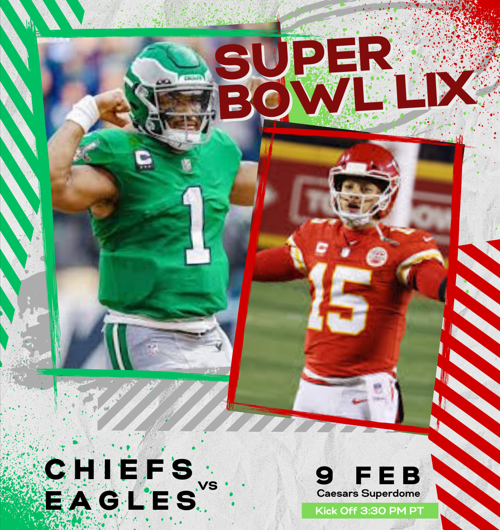 The Kansas City Chiefs and Philadelphia Eagles face off in New Orleans in Feb. 9 in Super Bowl LIX.