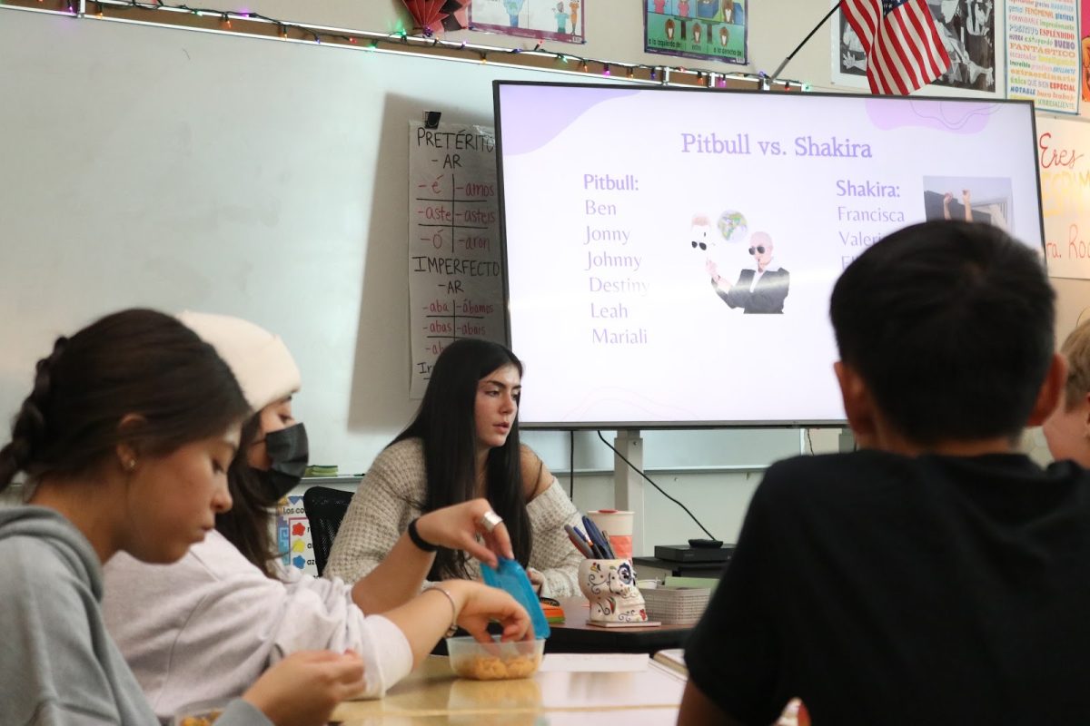 Francisca Brevis, senior, leads a club meeting in preparation for the upcoming event Clubs Got Talent, put on by Associated Student Body (ASB). 