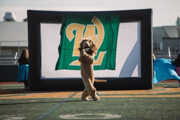 School mascot solo appearance rallies spirit.