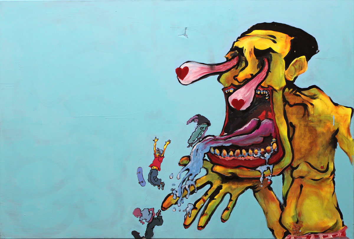 Show above is a piece called “Skaters,” an acrylic painting by Karina Secchi, senior.